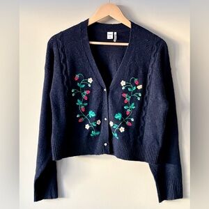 Twik par Simons Navy Blue Embroidered Strawberry Cardigan – Size M